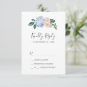 Elegant Blue Hydrangea | White Simple RSVP-kaart RSVP Kaartje (Staand voorkant)