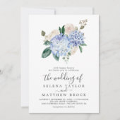 Elegant Blue Hydrangea | White the Wedding of Kaart (Voorkant)
