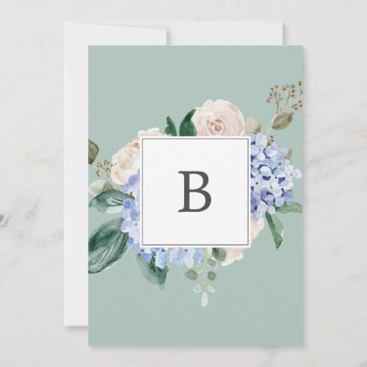 Elegant Blue Hydrangea | White the Wedding of Kaart (Achterkant)