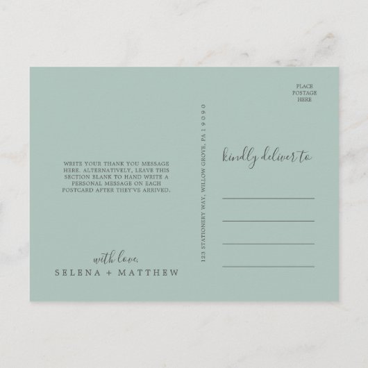 Elegant Blue Hydrangea | Wit bedankt Briefkaart (Achterkant)