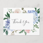 Elegant Blue Hydrangea | Wit bedankt Briefkaart (Voorkant)