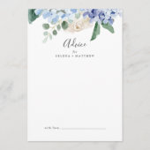 Elegant Blue Hydrangea | Wit huwelijk Advieskaart (Voorkant)
