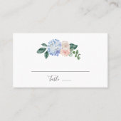 Elegant Blue Hydrangea | Wit platte bruiloft Plaatskaartje (Voorkant)