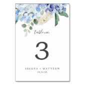 Elegant Blue Hydrangea | Wit-tabelnummer Kaart (Achterkant)
