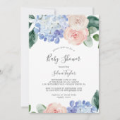 Elegant Blue Hydrangea | Witte Baby shower Kaart (Voorkant)