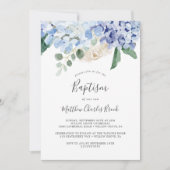 Elegant Blue Hydrangea | Witte baptisme Kaart (Voorkant)