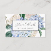 Elegant Blue Hydrangea | Witte Visitekaartje (Voorkant)