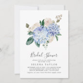 Elegant Blue Hydrangea | Witte Vrijgezellenfeest Kaart (Voorkant)