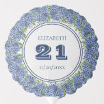 Elegant Blue Hydrangeas 21st Birthday Party Ballon<br><div class="desc">De Elegant Blue Hydrangeas 21st Birthday Party ballon is een prachtige waterverf met blauwe hydrangeas en groene. U kunt de leeftijd,  de datum en de tekst personaliseren.</div>