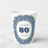 Elegant Blue Hydrangeas 80th Birthday Party Papieren Bekers (Achterkant)