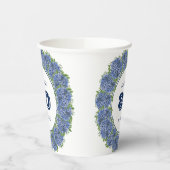 Elegant Blue Hydrangeas 80th Birthday Party Papieren Bekers (Links)