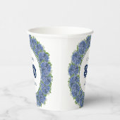 Elegant Blue Hydrangeas 80th Birthday Party Papieren Bekers (Rechts)