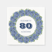Elegant Blue Hydrangeas 80th Birthday Party Servet (Voorkant)