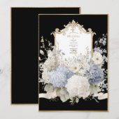 Elegant Blue Hydrangeas Black Vintage Wedding Kaart (Voorkant / Achterkant)