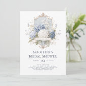 Elegant Blue Hydrangeas Bridal Shower Kaart (Staand voorkant)