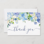 Elegant Blue Hydrangeas Greenery Wedding Floral Bedankkaart (Voorkant)