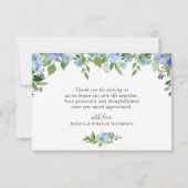 Elegant Blue Hydrangeas Greenery Wedding Floral Bedankkaart (Achterkant)