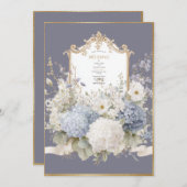 Elegant Blue Hydrangeas Purple Vintage Wedding Kaart (Voorkant / Achterkant)