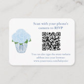 Elegant Blue Hydrangeas QR Code Vrijgezellenfeest  Informatiekaartje (Voorkant)