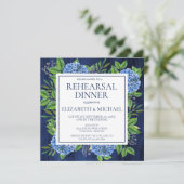Elegant Blue Hydrangeas Rustic Rehearsal Dinner Kaart (Staand voorkant)