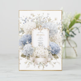 Elegant Blue Hydrangeas Vintage Budget Wedding Kaart