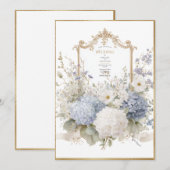 Elegant Blue Hydrangeas Vintage Wedding Kaart (Voorkant / Achterkant)