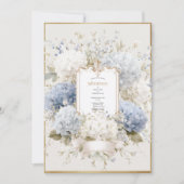 Elegant Blue Hydrangeas Vintage Wedding Kaart (Voorkant)