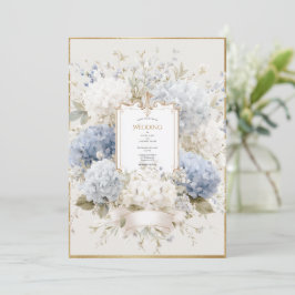 Elegant Blue Hydrangeas Vintage Wedding Kaart