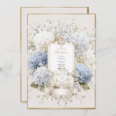 Elegant Blue Hydrangeas Vintage Wedding Kaart (Voorkant / Achterkant)