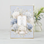 Elegant Blue Hydrangeas Vintage Wedding Kaart (Staand voorkant)