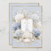 Elegant Blue Hydrangeas Vintage Wedding Kaart (Voorkant / Achterkant)