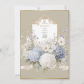 Elegant Blue Hydrangeas Vintage Wedding Kaart (Voorkant)