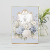 Elegant Blue Hydrangeas Vintage Wedding Kaart (Staand voorkant)