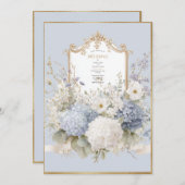 Elegant Blue Hydrangeas Vintage Wedding Kaart (Voorkant / Achterkant)