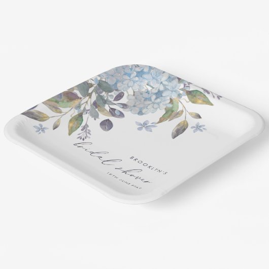 Elegant Blue Hydrangeas Vrijgezellenfeest Papieren Bordje (Gebogen)