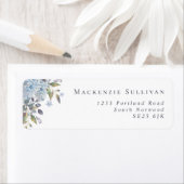 Elegant Blue Hydrangeas Waterverf Return Address Etiket (Insitu)