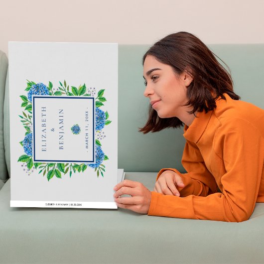 Elegant Blue Hydrangeas Waterverf Wedding Gastenboek