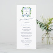 Elegant Blue Hydrangeas Waterverf Wedding Menu (Staand voorkant)