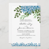 Elegant Blue Hydrangeas Wedding Invitation Kaart (Voorkant / Achterkant)