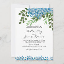 Elegant Blue Hydrangeas Wedding Invitation