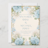 Elegant Blue Hydrangeas Wedding Kaart (Voorkant)