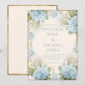 Elegant Blue Hydrangeas Wedding Kaart (Voorkant / Achterkant)