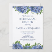 Elegant Blue Hydrangeas Wedding Rehearsal Dinner Kaart (Voorkant)