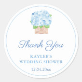 Elegant Blue Hydrangeas Wedding Shower Favor Ronde Sticker (Voorkant)