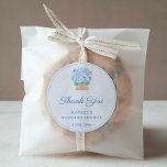 Elegant Blue Hydrangeas Wedding Shower Favor Ronde Sticker<br><div class="desc">Dank u stickers voor om het even welke gebeurtenis (hier getoond voor een Shower van het Weddenschap maar alle tekstgebieden zijn klantgericht). Het ontwerp is voorzien van een waterverf-teenwilgentaafje gevuld met wolken blauwe hydrangeas (oorspronkelijk door mij geschilderd,  voordat deze in digitale vorm gescand wordt).</div>