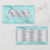 Elegant Blue Ice Damask Swirl Visitekaartje (Voorkant / Achterkant)
