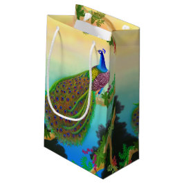 Elegant Blue Indian Peacock Gift Bag Klein Cadeauzakje