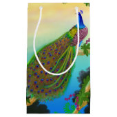 Elegant Blue Indian Peacock Gift Bag Klein Cadeauzakje (Voorkant)