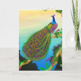Elegant Blue Indian Peacock Wenskaart Kaart