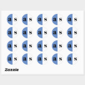 Elegant blue initialen bruiloft ronde sticker (Vel)